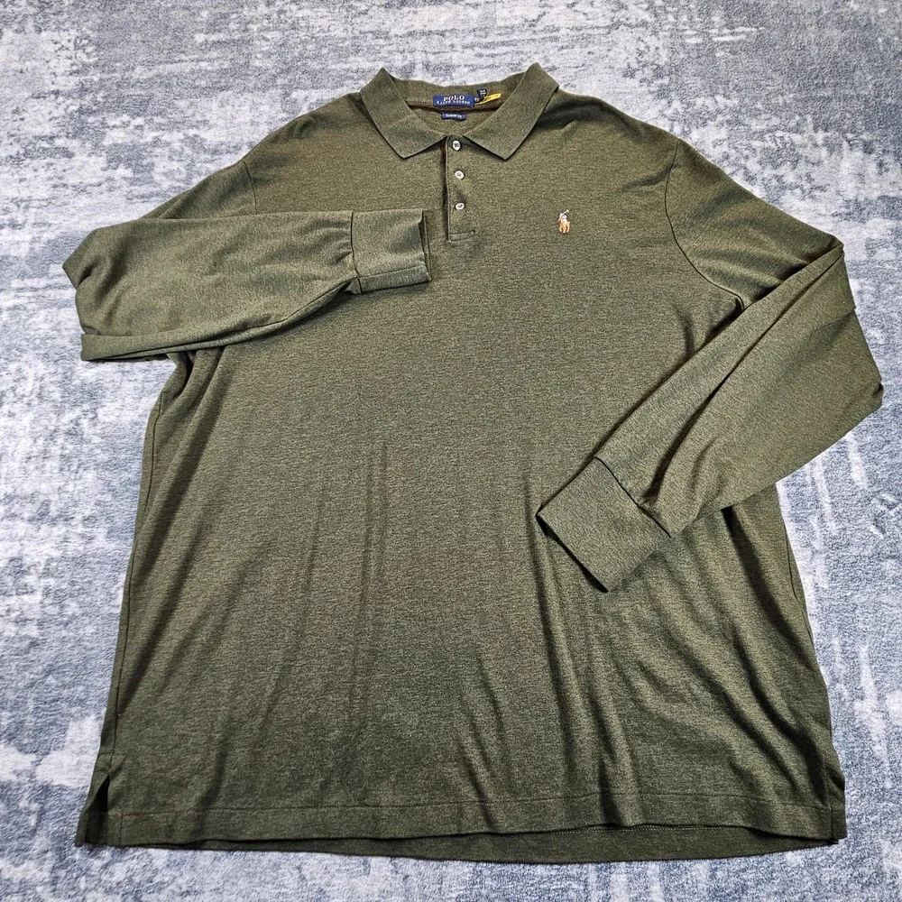 Polo Ralph Lauren Polo Shirt Mens XXL Green Classic Fit Long Sleeve Pony Logo